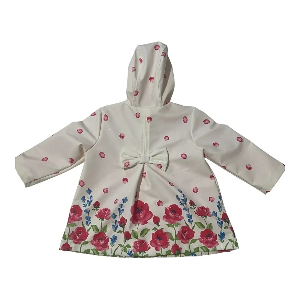 Little Me Cream and Pink Floral Raincoat
